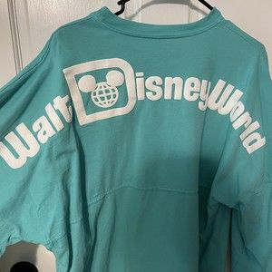 Walt Disney World Spirit Jersey Sz L Long Sleeve Shirt Turquoise Green